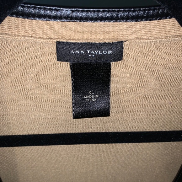 Ann Taylor Faux Leather Piping Sweater - Picture 4 of 6